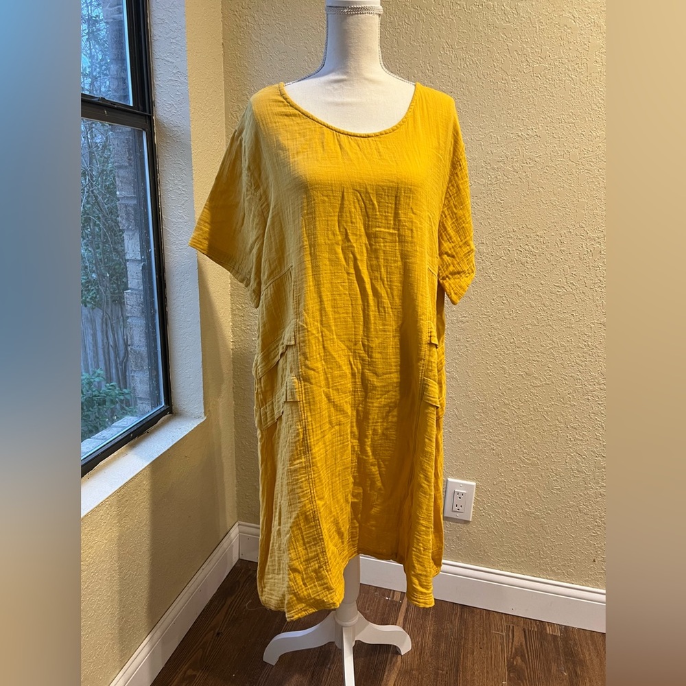 Dreamweaver textiles cotton os mustard yellow tunic pull over made in turkey